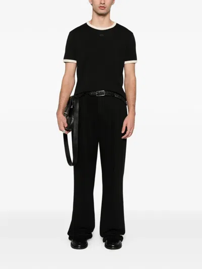 Sandro Contrast-trim T-shirt In Black