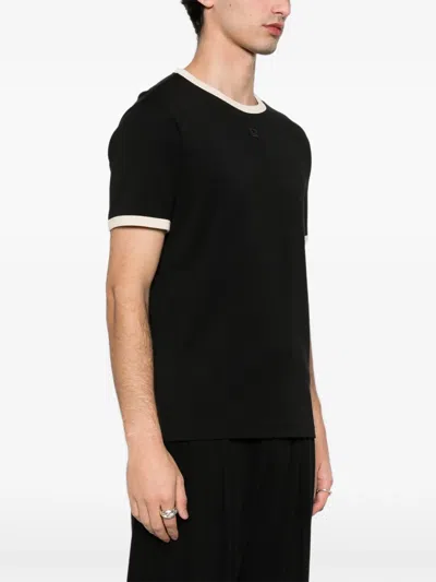 Sandro Contrast-trim T-shirt In Black