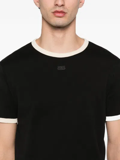 Sandro Contrast-trim T-shirt In Black