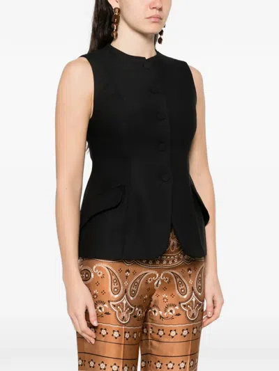Sandro Buttoned Front-pocket Gilet In Black