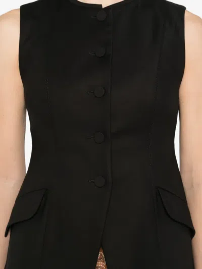 Sandro Buttoned Front-pocket Gilet In Black