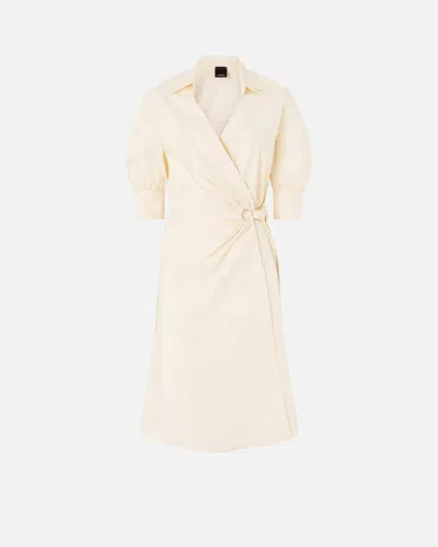 Pinko Wrap Dress Knee Length Puff Sleeves In Neutral