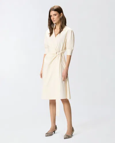 Pinko Wrap Dress Knee Length Puff Sleeves In Neutral