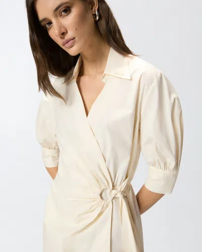 Pinko Wrap Dress Knee Length Puff Sleeves In Neutral