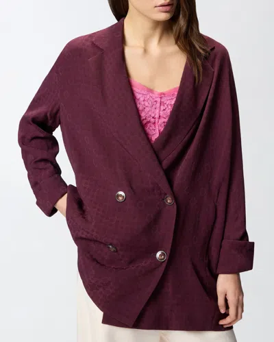 Pinko Double-breasted Patterned Jacket In Purple