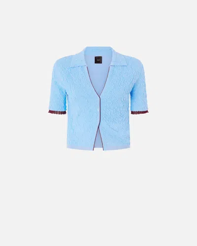 Pinko Short-sleeved Knitted Cardigan In Blue