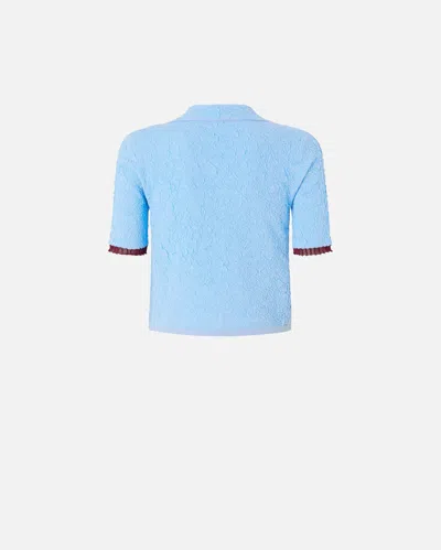 Pinko Short-sleeved Knitted Cardigan In Blue