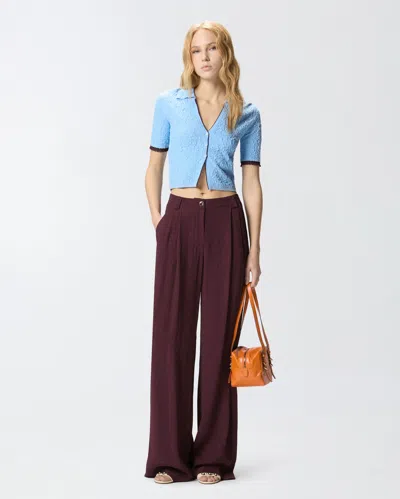 Pinko Short-sleeved Knitted Cardigan In Blue
