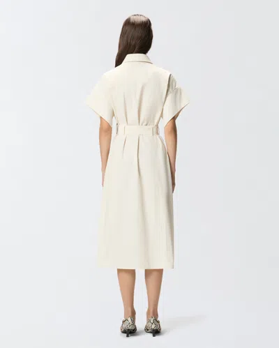 Pinko Button Belted Midi Shirt Dress In Neutral