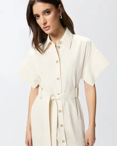 Pinko Button Belted Midi Shirt Dress In Neutral