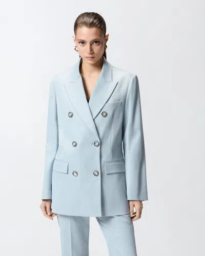 Pinko Blazer Double Breasted Notched Lapels Pockets In Blue