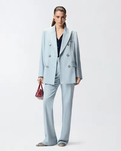 Pinko Blazer Double Breasted Notched Lapels Pockets In Blue