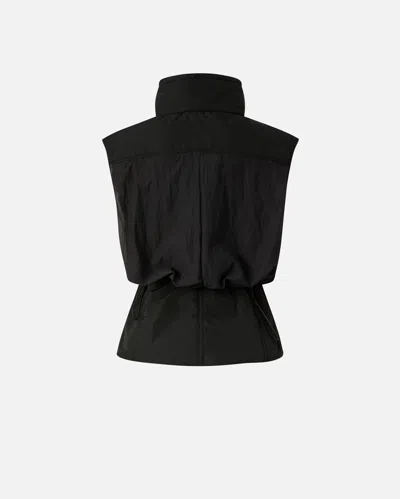 Pinko Sleeveless Drawstring Down Jacket In Black