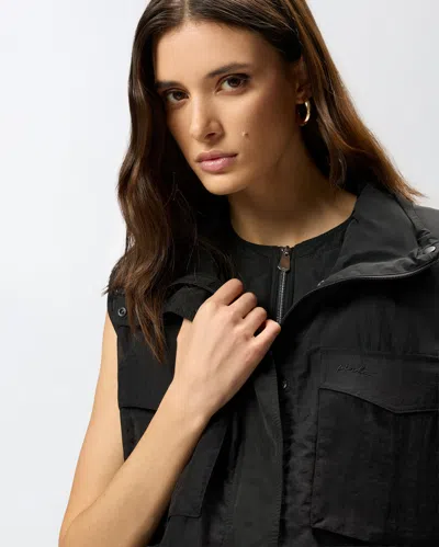 Pinko Sleeveless Drawstring Down Jacket In Black