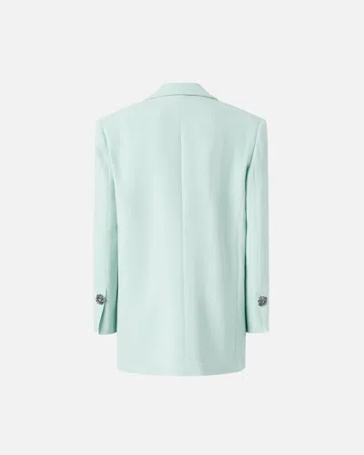 Pinko Green Solid Peak Lapel Blazer In Blue