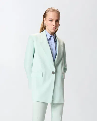 Pinko Green Solid Peak Lapel Blazer In Blue