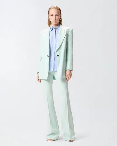 Pinko Green Solid Peak Lapel Blazer In Blue