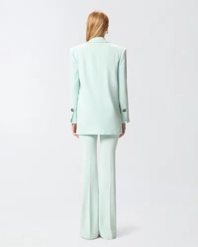 Pinko Green Solid Peak Lapel Blazer In Blue