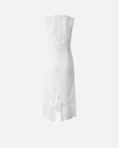 Pinko V Neck Sleeveless Lace Midi Dress In White