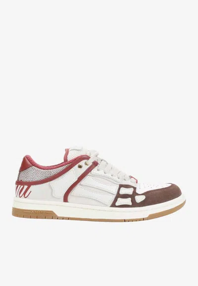 Amiri Brown Xl Skel Top Low Cow Leather Sneakers In Multi