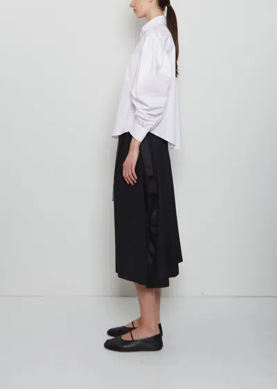 Simone Rocha Draped Sleeve Long-sleeved Top With Embroidered Pearl Collar In Red