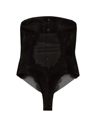 Dsquared2 Leather Bodysuit In Black
