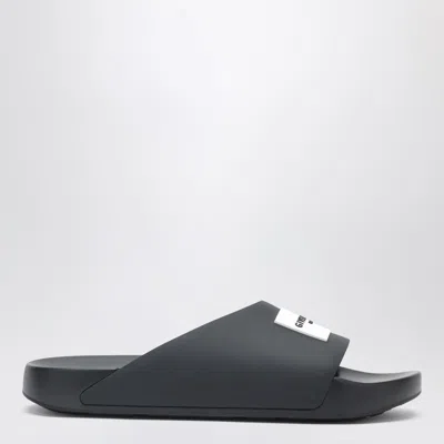 Givenchy Label Flat Mules In Black Rubber Women In Multi