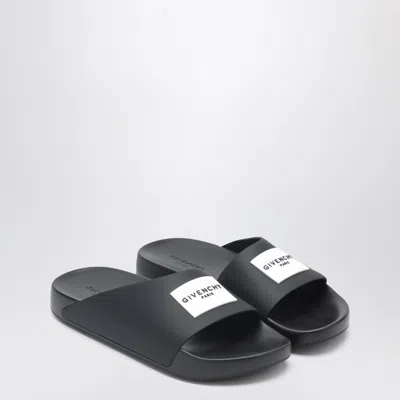 Givenchy Label Flat Mules In Black Rubber Women In Multi