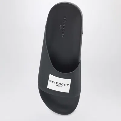 Givenchy Label Flat Mules In Black Rubber Women In Multi