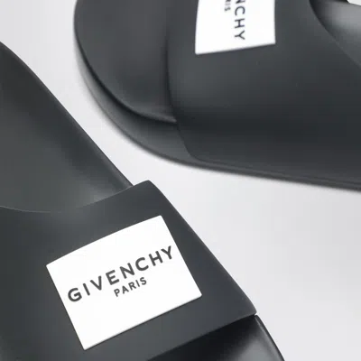 Givenchy Label Flat Mules In Black Rubber Women In Multi