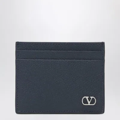 Valentino Vlogo Signature Blue Card Holder In Blue