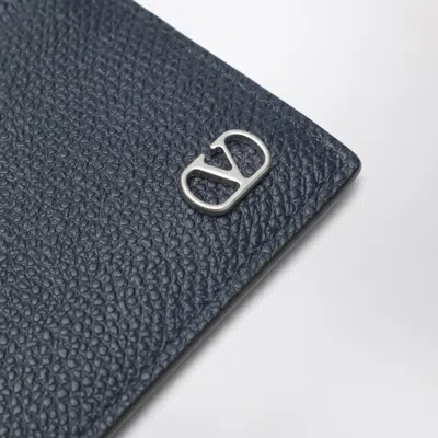 Valentino Vlogo Signature Blue Card Holder In Blue