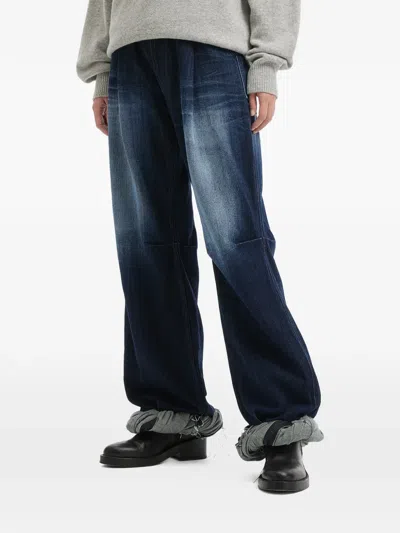 Ader Error Cuffed Denim Jeans In Blue