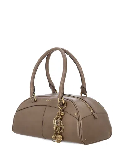 Chloé Bowling Calf Leather Shoulder Bag In Brown