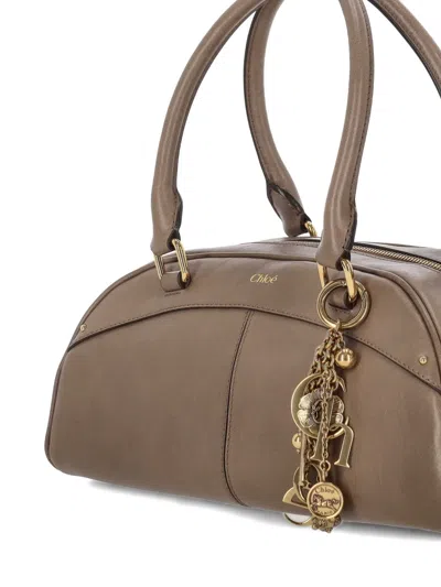 Chloé Bowling Calf Leather Shoulder Bag In Brown