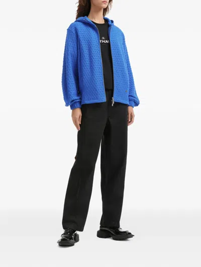 Ader Error Hooded Zip Jacket In Blue