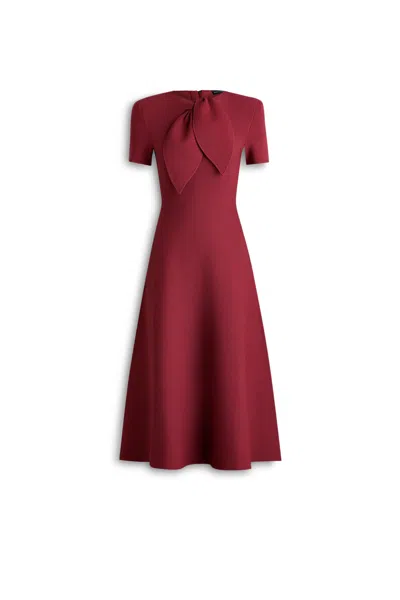 Scanlan Theodore Crepe Knit Cravat Tie Dress In Burgundy
