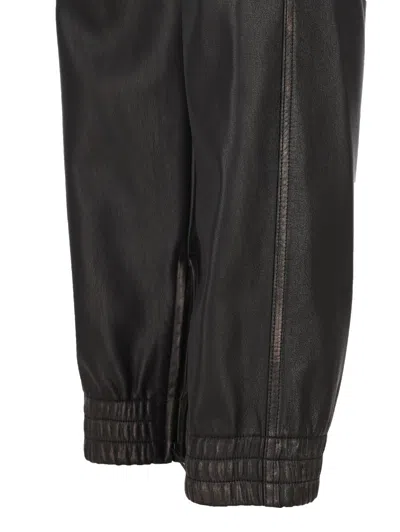 Diesel Black Distressed Eco-leather P-hoenix Trousers In Black
