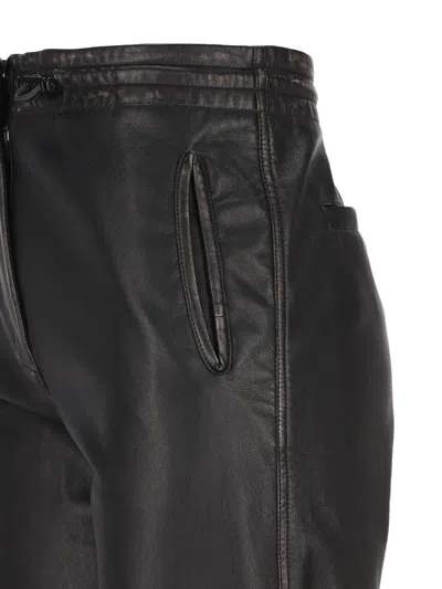 Diesel Black Distressed Eco-leather P-hoenix Trousers In Black