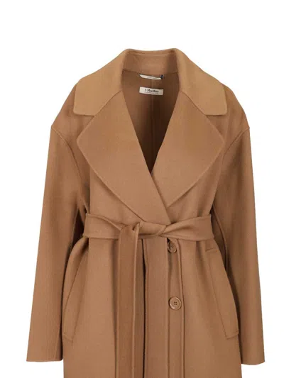 Max Mara Double-breasted Coat In Brown