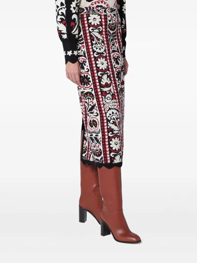Farm Rio Patterned Silk Skirt In Multi