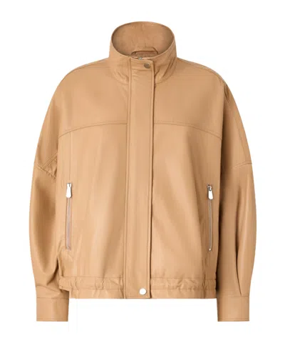 Pinko Leather Jacket In Brown