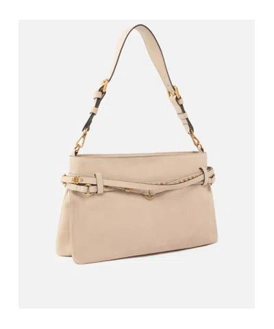 Pinko Classic Belted Suede Shoulder Bag In Pink