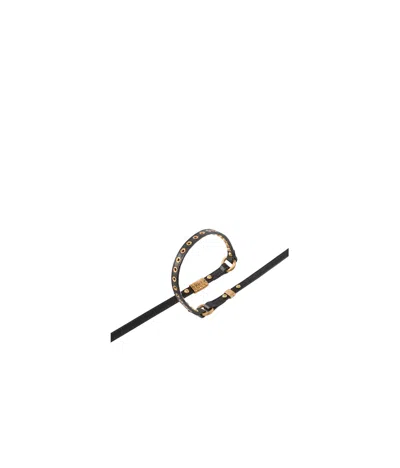 Pinko Eyelet Stud Leather Belt In Black