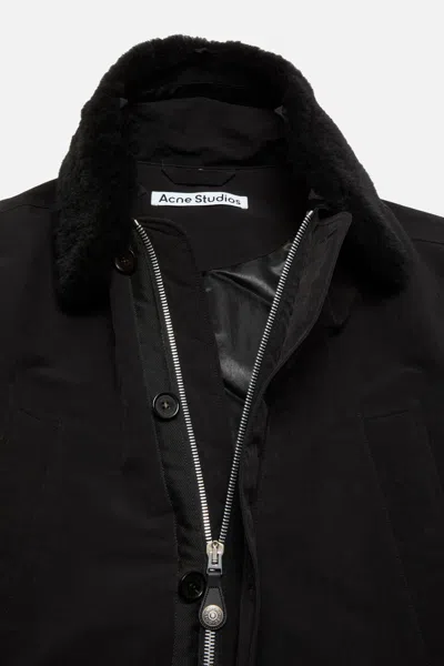 Acne Studios Shearling-collar Bomber Jacket In Black