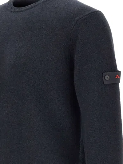 Peuterey Solid Blue Sweater With Round Neckline In Black