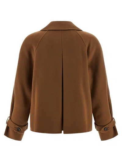 Max Mara Double-breasted Short Coat In Brown