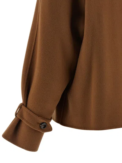 Max Mara Double-breasted Short Coat In Brown