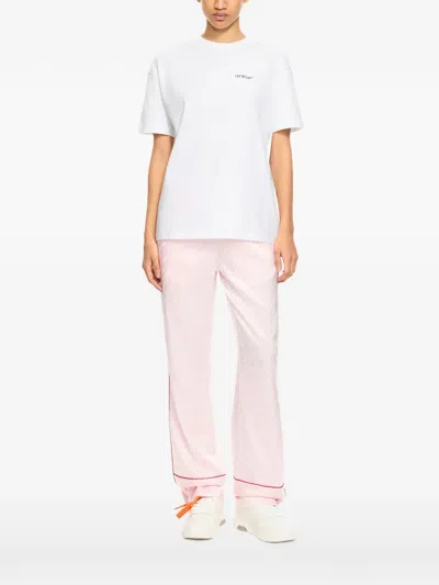 Off-white Crew Neck Cotton Floral Back T-shirt In White