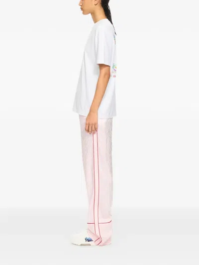 Off-white Crew Neck Cotton Floral Back T-shirt In White